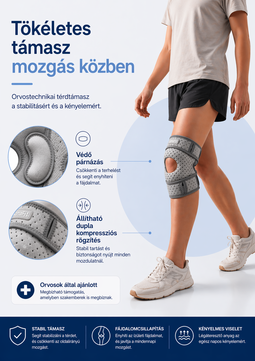 GonaFit térdrögzítő – azonnali fájdalomcsillapítás és teljes mozgástámogatás