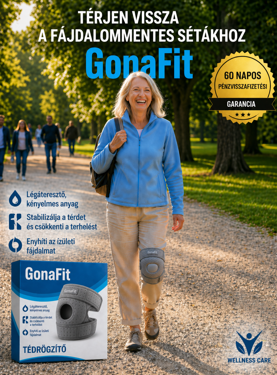 GonaFit térdrögzítő – azonnali fájdalomcsillapítás és teljes mozgástámogatás